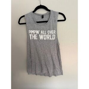 Private Party Pimpin All Over The World Muscle Tank Top Gray Heather Small